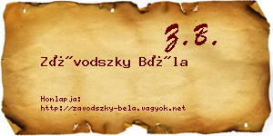 Závodszky Béla névjegykártya