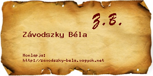Závodszky Béla névjegykártya